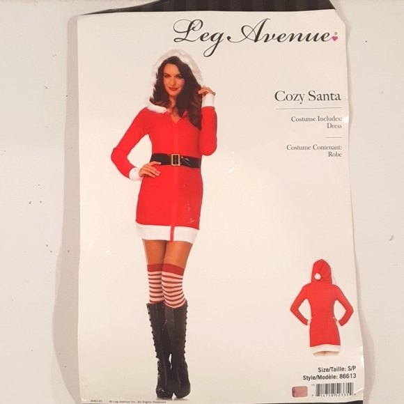 Leg Avenue Christmas Santa Costume Fleece Jacket Dress Size 10 12 approx… - Picture 5 of 7